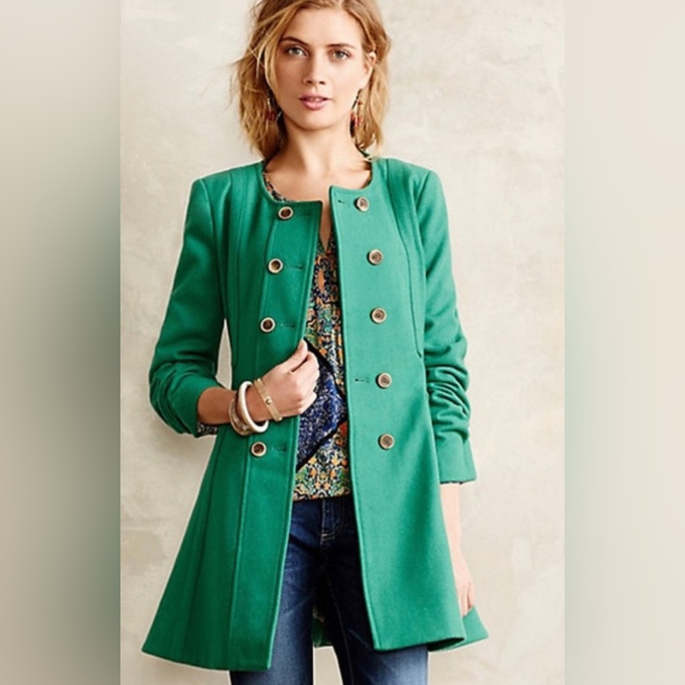 Anthropology women’s green elevenses peacoat size 4